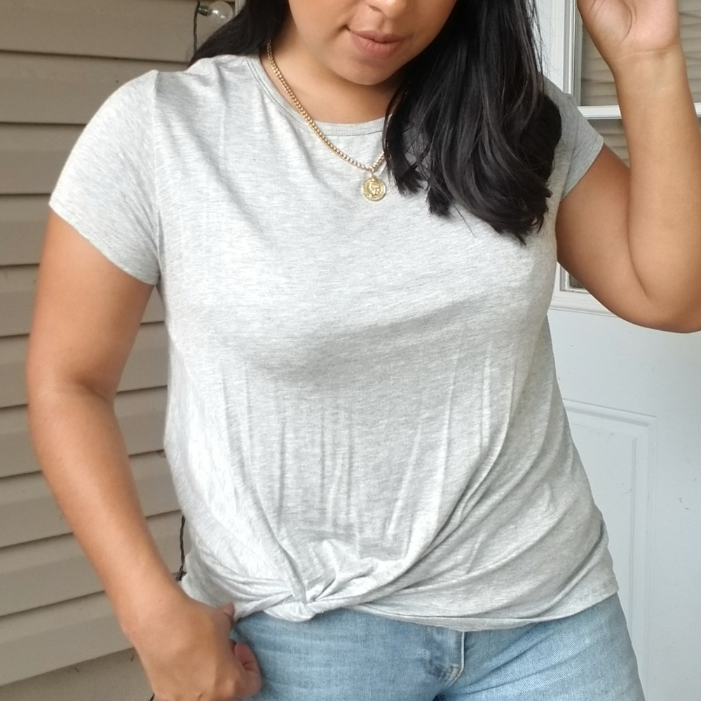FORGET ME KNOT GRAY TEE SHIRT TOP - Picture 4 of 15